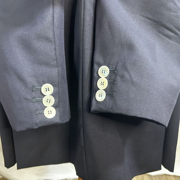 Etro Milano Italy Sz 52 IT 42 US Navy Blue 100 % Wool Jacket Blazer FLAW - Picture 10 of 16